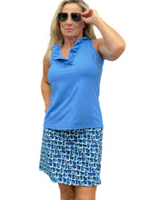 Load image into Gallery viewer, Pull-on Zip Skort with UPF50+ Navy Waves
