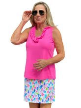 Load image into Gallery viewer, Ruffle-Neck Top with UPF50+ Bright Hot Pink
