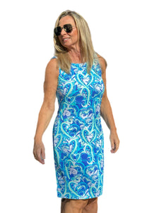 Classic Shift Dress with UPF50+ Blue Hearts