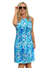 Load image into Gallery viewer, Classic Shift Dress with UPF50+ Blue Hearts
