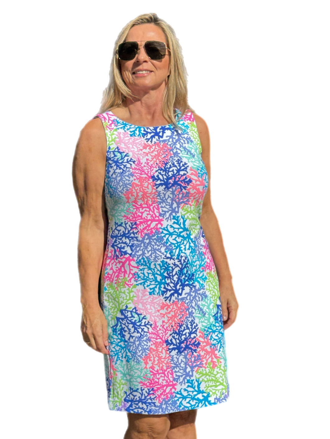 Classic Shift Dress with UPF50+ Bright Corals