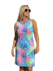 Classic Shift Dress with UPF50+ Bright Corals