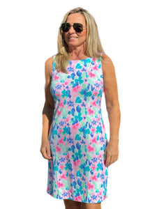 Classic Shift Dress with UPF50+ Pastel Flowers