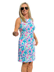 Classic Shift Dress with UPF50+ Pastel Flowers