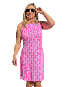 Classic Shift Dress with UPF50+ Pink Waves