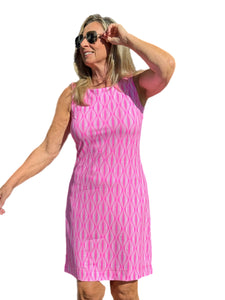 Classic Shift Dress with UPF50+ Pink Waves