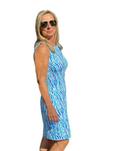 Load image into Gallery viewer, Classic Shift Dress with UPF50+ Blue Zebra
