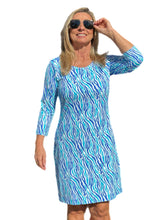 Load image into Gallery viewer, Travel Dress Spring/Summer with UPF50+ Blue Zebra
