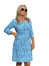 Load image into Gallery viewer, Travel Dress Spring/Summer with UPF50+ Blue Zebra
