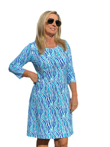 Travel Dress Spring/Summer with UPF50+ Blue Zebra