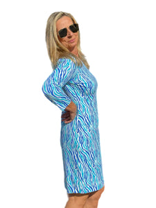 Travel Dress Spring/Summer with UPF50+ Blue Zebra