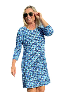 Travel Dress Spring/Summer with UPF50+ Navy Waves