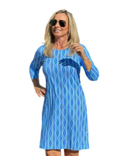 Load image into Gallery viewer, Travel Dress Spring/Summer with UPF50+ Blue Waves
