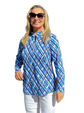 Load image into Gallery viewer, High Zip-Neck Long Sleeve Top with UPF50+ Peri Check
