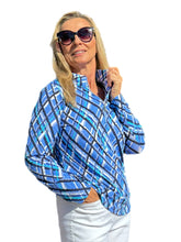 Load image into Gallery viewer, High Zip-Neck Long Sleeve Top with UPF50+ Peri Check
