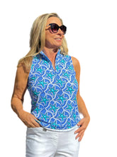 Load image into Gallery viewer, High Zip-Neck Sleeveless Top with UPF50+ Blue Starfish
