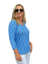 Load image into Gallery viewer, V-Neck Top with UPF50+ Blue Waves
