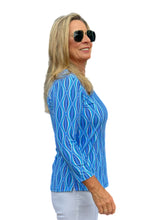 Load image into Gallery viewer, V-Neck Top with UPF50+ Blue Waves
