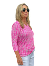 Load image into Gallery viewer, V-Neck Top with UPF50+ Pink Waves
