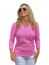 Load image into Gallery viewer, V-Neck Top with UPF50+ Pink Waves
