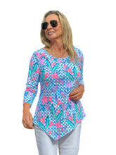 Load image into Gallery viewer, Asymmetrical Hemline Top with UPF50+ Pink Lillies
