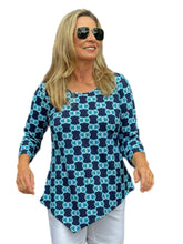 Load image into Gallery viewer, Asymmetrical Hemline Top with UPF50+ Blue Medallion
