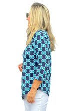 Load image into Gallery viewer, Asymmetrical Hemline Top with UPF50+ Blue Medallion
