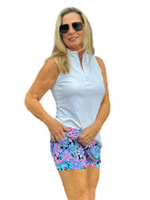 Load image into Gallery viewer, 15&quot; Pull-On Fun Skort with UPF50+ Flowers Blue
