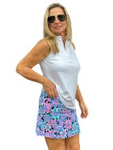 Load image into Gallery viewer, 15&quot; Pull-On Fun Skort with UPF50+ Flowers Blue
