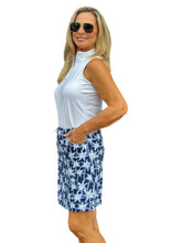 Load image into Gallery viewer, 17&quot; Pull-on Skort with UPF50+ Navy Palm Trees
