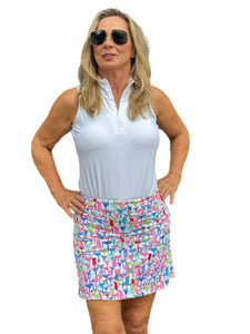 15" Pull-On Fun Skort with UPF50+ Cocktail White