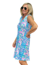 Load image into Gallery viewer, Ruffle-Neck Dress with UPF50+ Pastel Mosaic
