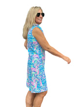 Load image into Gallery viewer, Ruffle-Neck Dress with UPF50+ Pastel Mosaic
