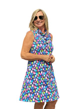 Load image into Gallery viewer, Ruffle-Neck Dress with UPF50+ Martini Blue
