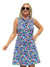 Load image into Gallery viewer, Ruffle-Neck Dress with UPF50+ Martini Blue
