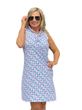 Load image into Gallery viewer, Ruffle-Neck Dress with UPF50+ Pastel Waves
