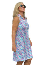 Load image into Gallery viewer, Ruffle-Neck Dress with UPF50+ Pastel Waves
