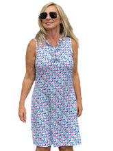 Load image into Gallery viewer, Ruffle-Neck Dress with UPF50+ Pastel Waves
