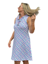 Load image into Gallery viewer, Ruffle-Neck Dress with UPF50+ Pastel Waves
