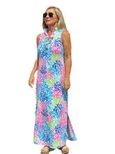 Load image into Gallery viewer, Ruffle-Neck Maxi Dress with UPF50+ Bright Corals
