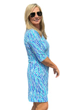 Load image into Gallery viewer, Elbow-Sleeve Travel Dress with UPF50+ Blue Zebra
