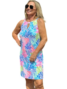 Keyhole Sleeveless Dress with UPF50+ Bright Corals