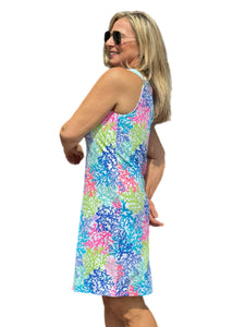 Keyhole Sleeveless Dress with UPF50+ Bright Corals