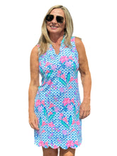 Load image into Gallery viewer, Scalloped-Neck and -Hem Sleeveless Dress with UPF50+ Pink Lillies
