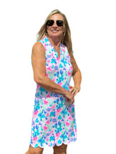 Load image into Gallery viewer, Scalloped-Neck and -Hem Sleeveless Dress with UPF50+ Pastel Flowers
