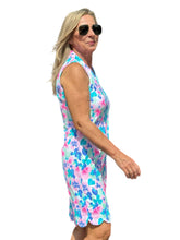 Load image into Gallery viewer, Scalloped-Neck and -Hem Sleeveless Dress with UPF50+ Pastel Flowers
