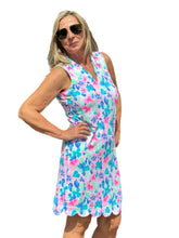 Load image into Gallery viewer, Scalloped-Neck and -Hem Sleeveless Dress with UPF50+ Pastel Flowers
