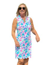 Load image into Gallery viewer, Scalloped-Neck and -Hem Sleeveless Dress with UPF50+ Pastel Flowers
