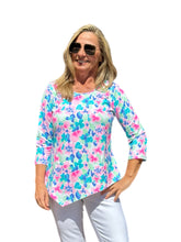 Load image into Gallery viewer, Asymmetrical Hemline Top with UPF50+ Pastel Flowers
