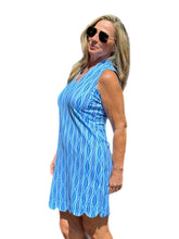 Load image into Gallery viewer, Scalloped-Neck and -Hem Sleeveless Dress with UPF50+ Blue Waves
